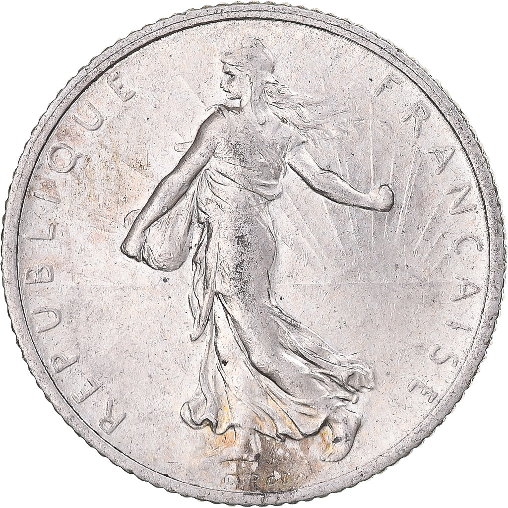 Moneda, Francia, Semeuse, Franc, 1917, Paris, EBC+, Plata, KM:844.1, Gadoury:467