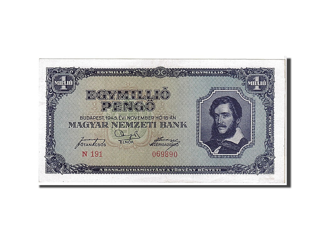 Banknote, Hungary, 1,000,000 Pengö, 1945, KM:122, AU(55-58)