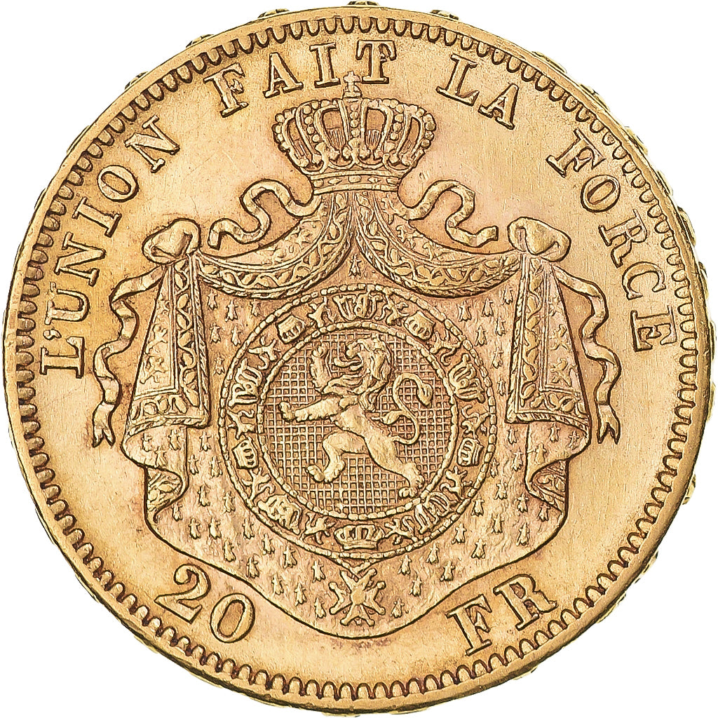 Munten, België, Leopold II, 20 Francs, 20 Frank, 1871, ZF+, Goud, KM:37