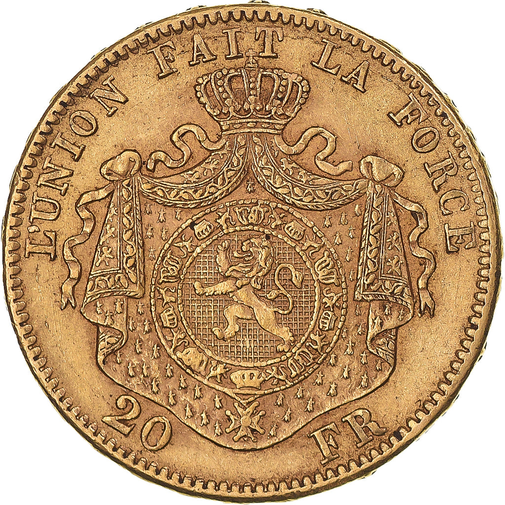 Münze, Belgien, Leopold II, 20 Francs, 20 Frank, 1871, SS+, Gold, KM:37