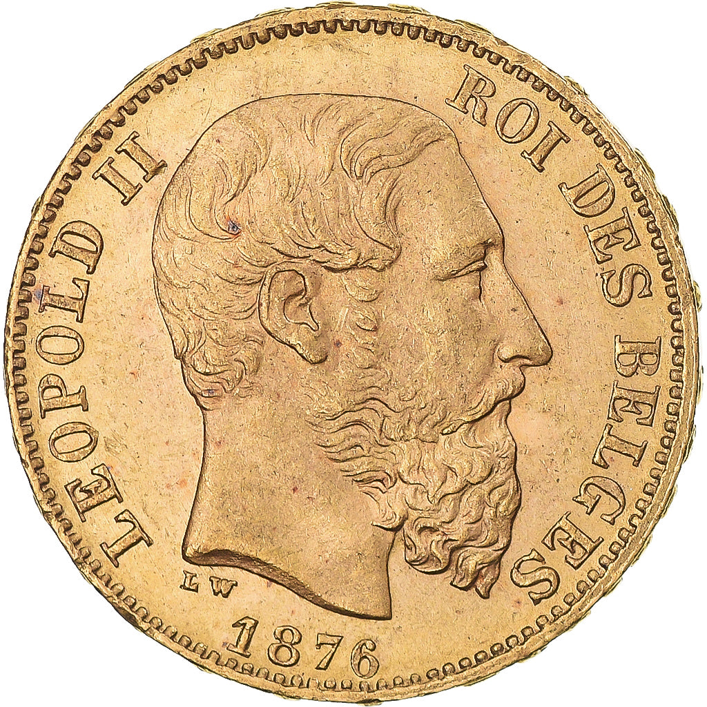 Munten, België, Leopold II, 20 Francs, 20 Frank, 1876, ZF+, Goud, KM:37
