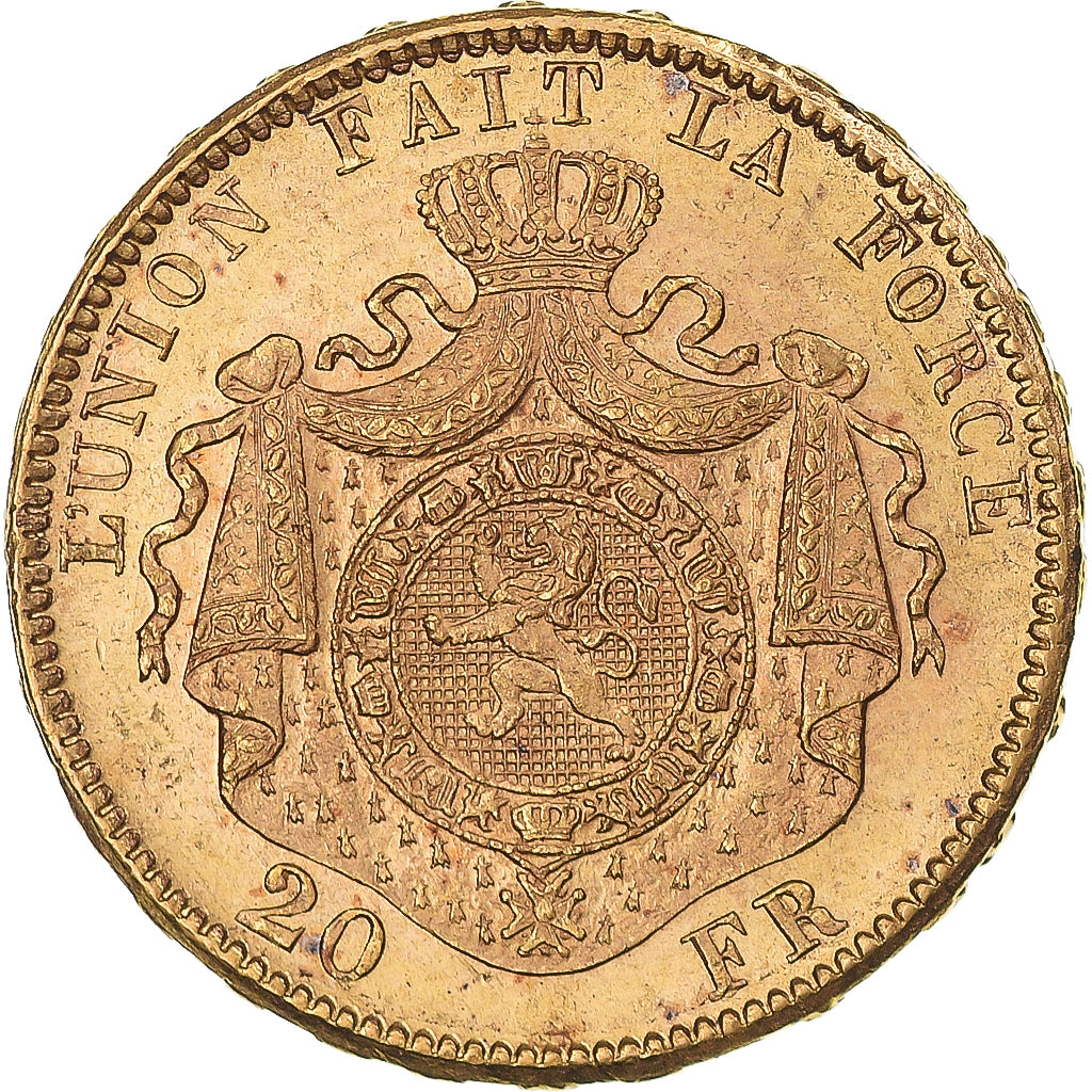 Munten, België, Leopold II, 20 Francs, 20 Frank, 1876, ZF+, Goud, KM:37