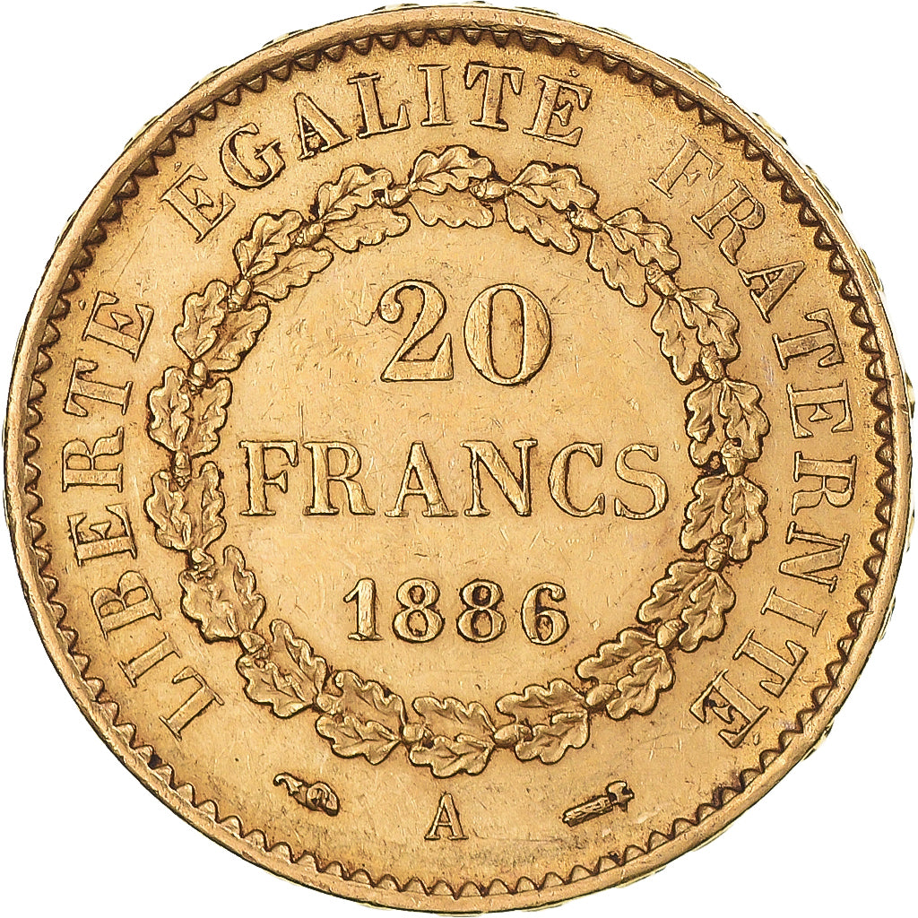 Munten, Frankrijk, Génie, 20 Francs, 1886, Paris, ZF+, Goud, KM:825