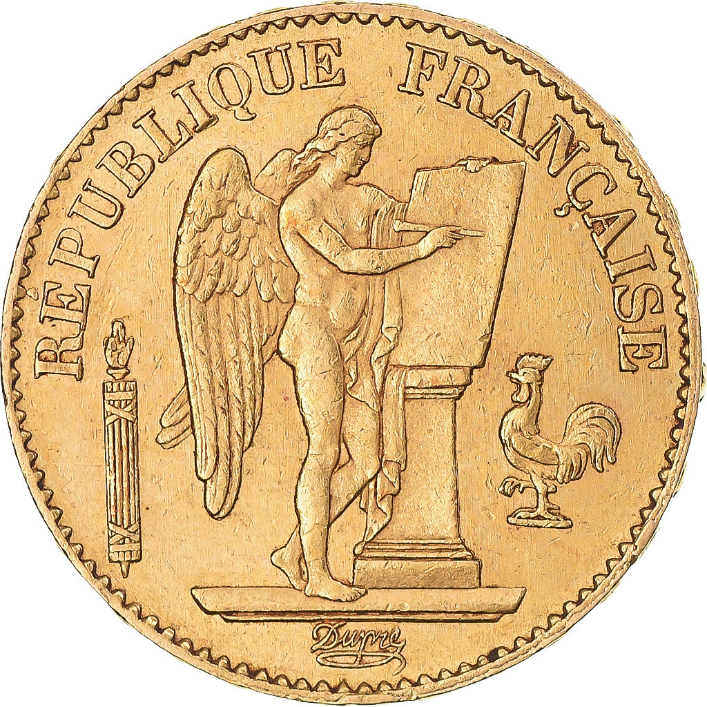 Moneta, Francja, Génie, 20 Francs, 1877, Paris, AU(50-53), Złoto, KM:825