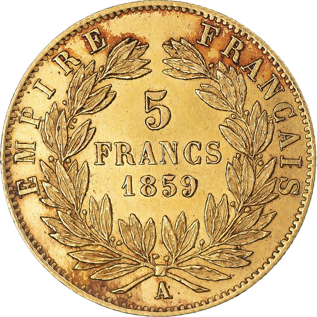 Coin, France, Napoleon III, 5 Francs, 1859, Paris, AU(55-58), Gold, Gadoury:1001