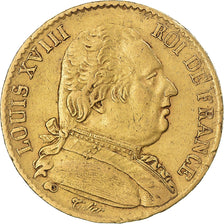 Münze, Frankreich, Louis XVIII, 20 Francs, 1814, Paris, SS, Gold, KM:706.1