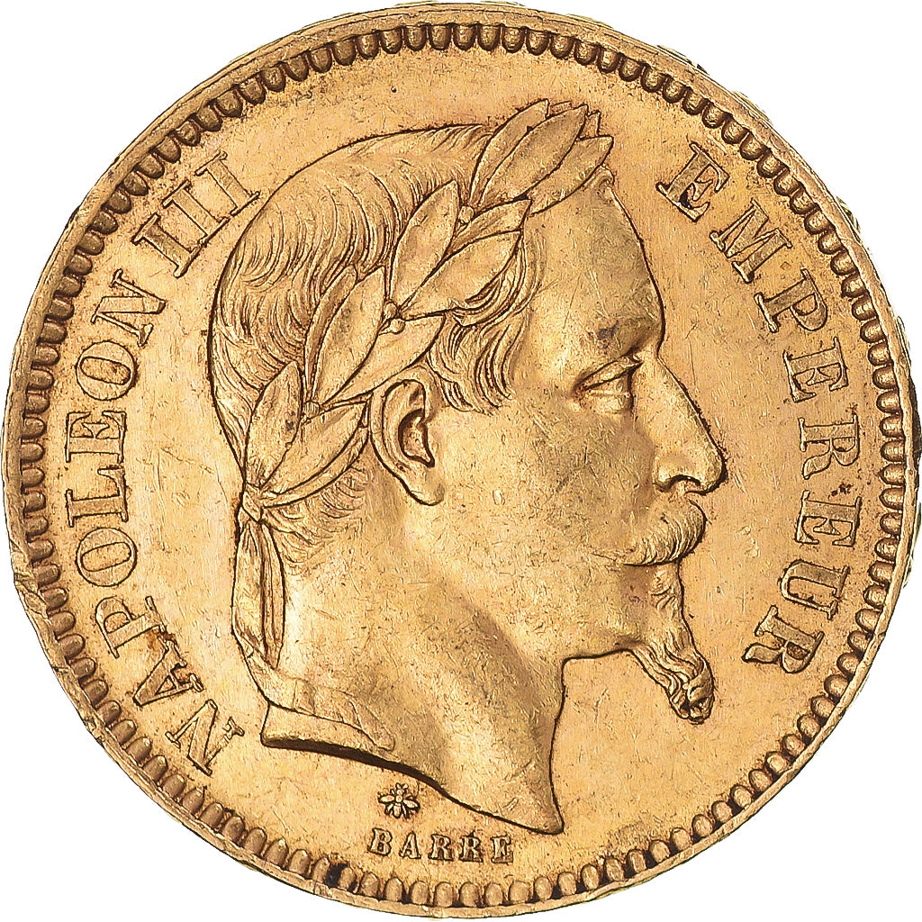 Moneta, Francja, Napoleon III, 20 Francs, 1866, Paris, AU(50-53), Złoto