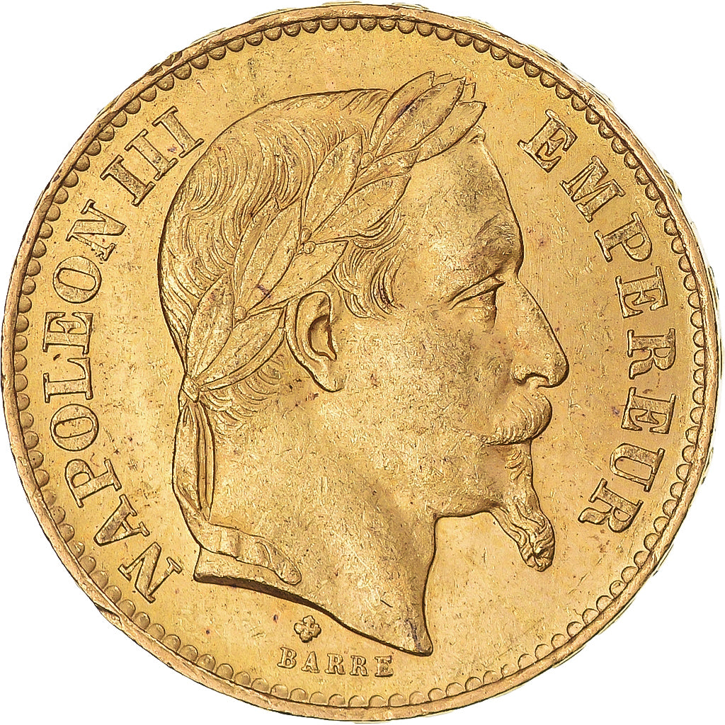 Moneda, Francia, Napoleon III, Napoléon III, 20 Francs, 1870, Strasbourg, MBC