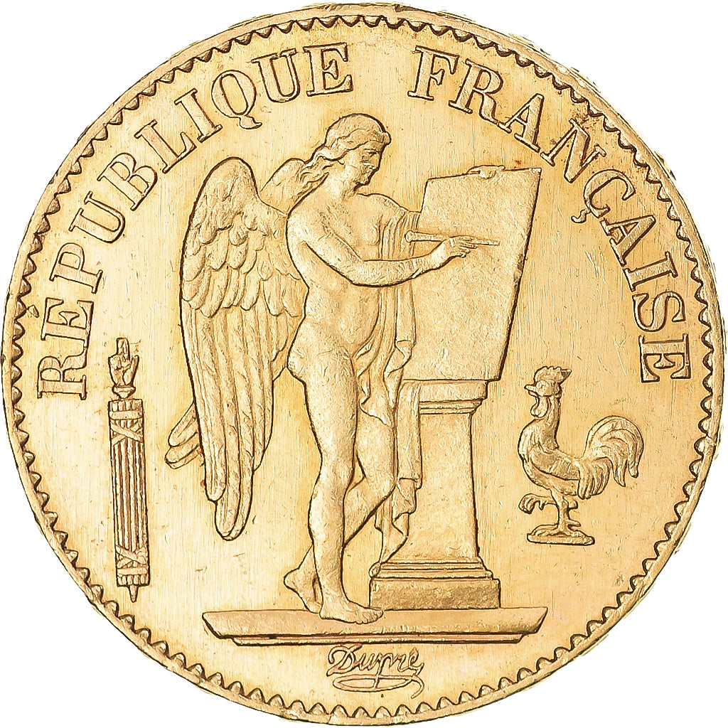 Moneta, Francja, Génie, 20 Francs, 1877, Paris, AU(55-58), Złoto, KM:825