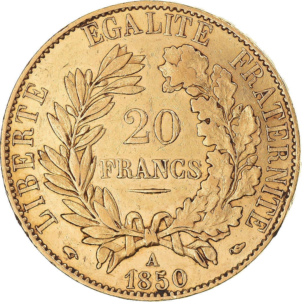 Coin, France, Cérès, 20 Francs, 1850, Paris, Oreille basse, AU(55-58), Gold