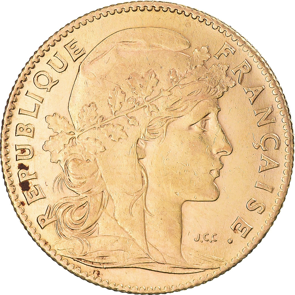 Munten, Frankrijk, Marianne, 10 Francs, 1907, Paris, ZF+, Goud, KM:846