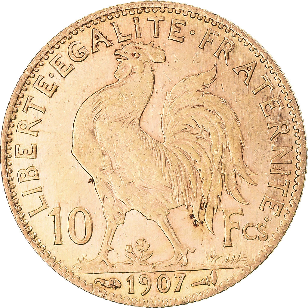 Munten, Frankrijk, Marianne, 10 Francs, 1907, Paris, ZF+, Goud, KM:846