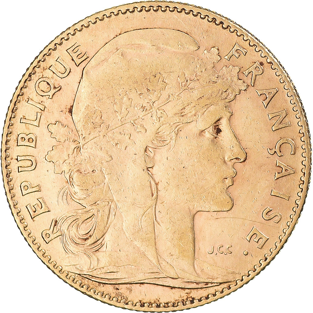 Munten, Frankrijk, Marianne, 10 Francs, 1911, Paris, ZF, Goud, KM:846