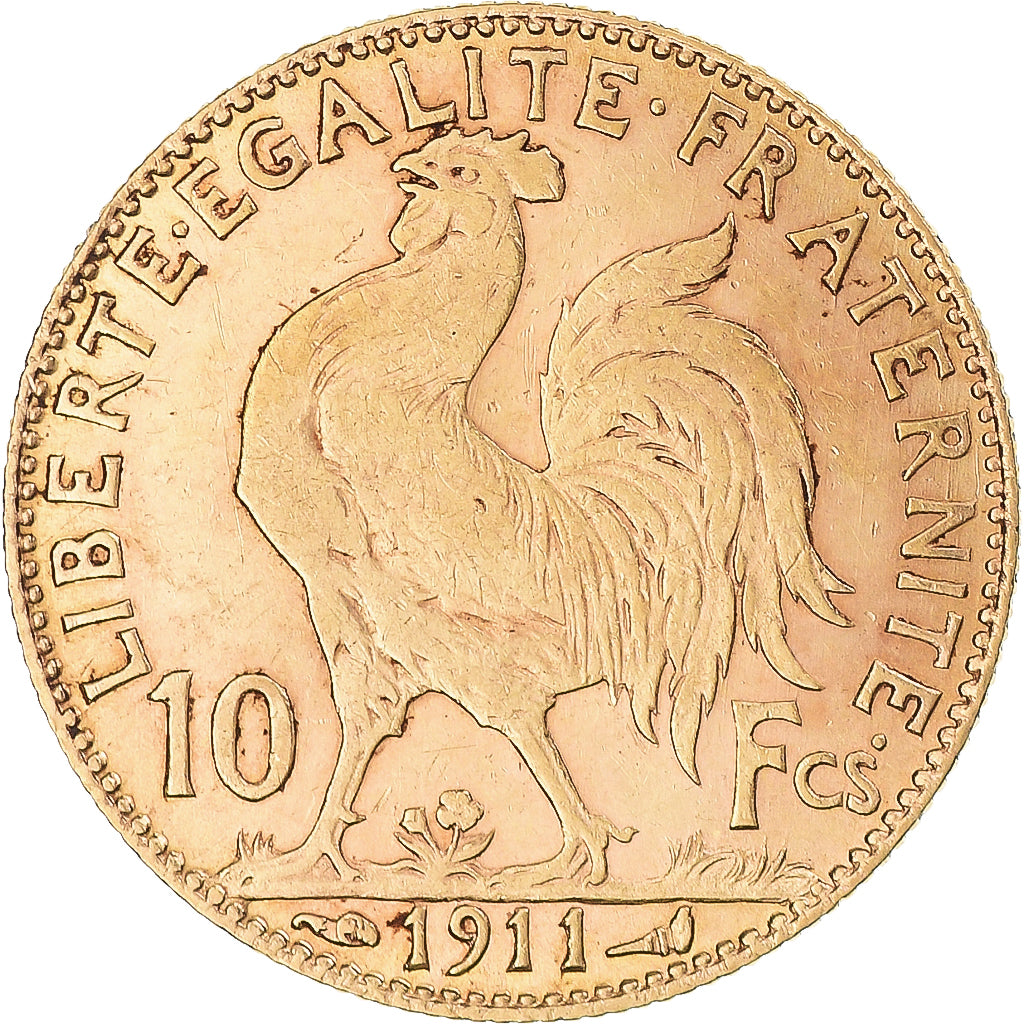 Munten, Frankrijk, Marianne, 10 Francs, 1911, Paris, ZF, Goud, KM:846