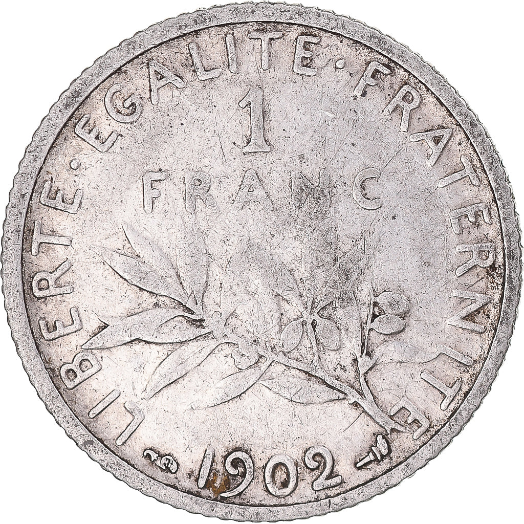 France, Semeuse, Franc, 1902, Paris, VF(20-25), Silver, KM:844.1, Gadoury:467