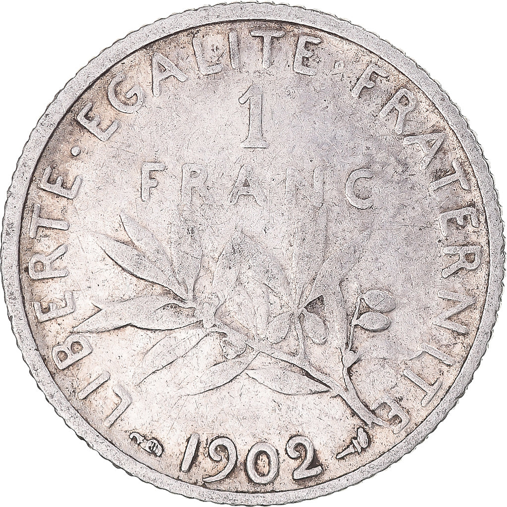 Coin, France, Semeuse, Franc, 1902, Paris, VF(30-35), Silver, KM:844.1, Le