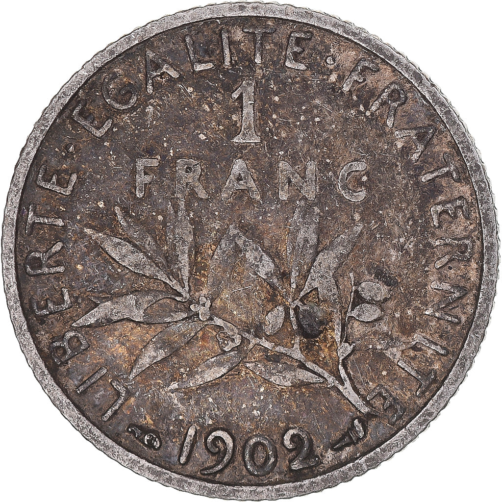Coin, France, Semeuse, Franc, 1902, Paris, EF(40-45), Silver, KM:844.1
