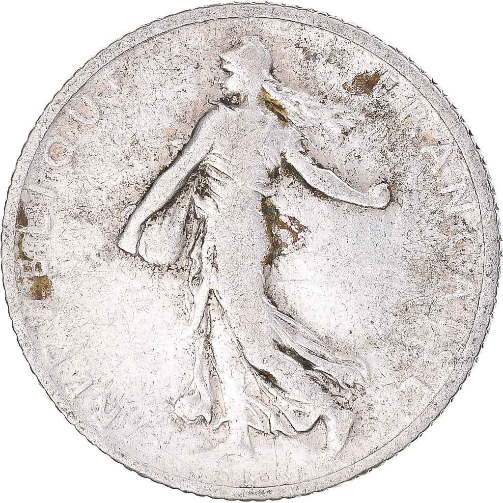 Moneda, Francia, Semeuse, Franc, 1907, Paris, BC+, Plata, KM:844.1, Gadoury:467