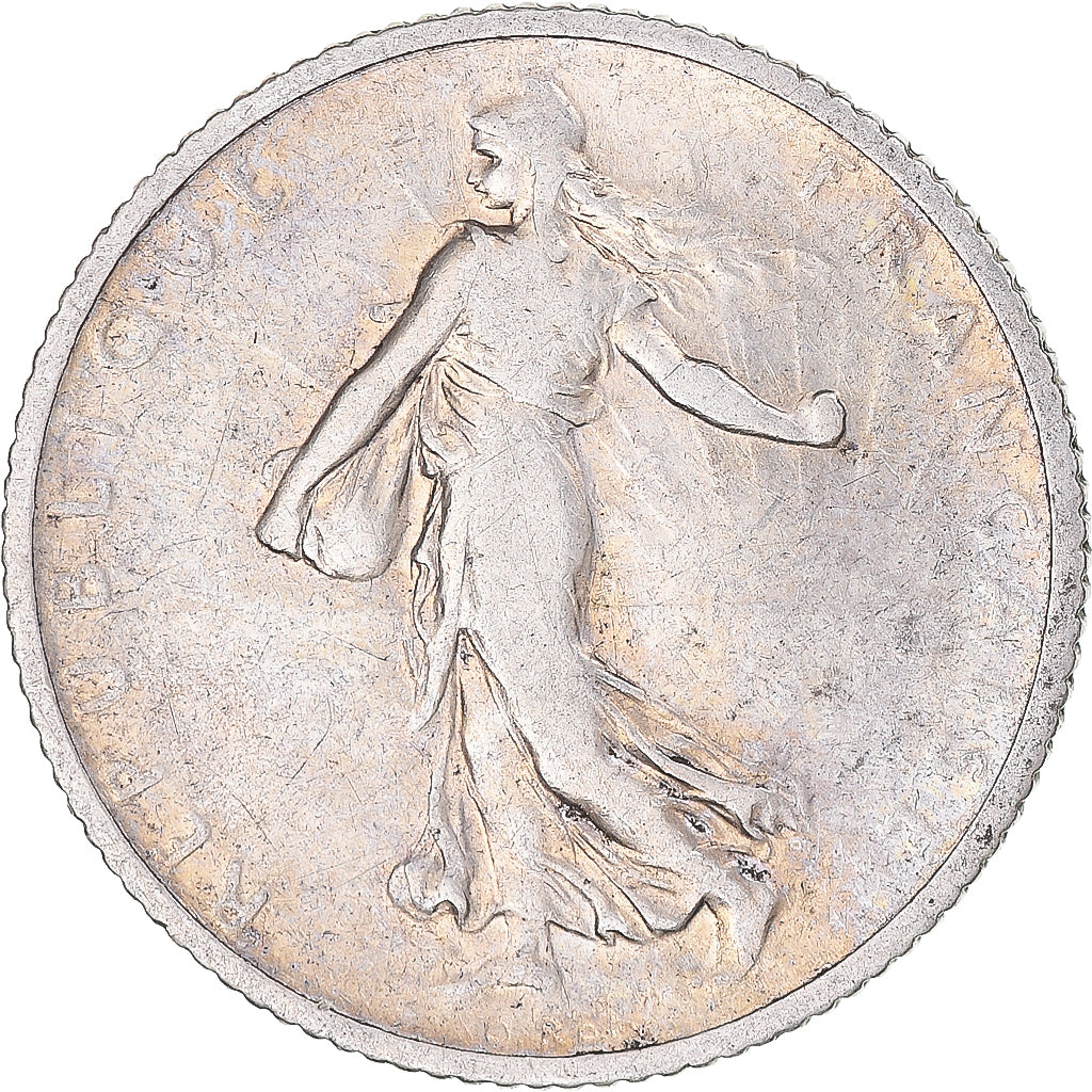 Moneda, Francia, Semeuse, Franc, 1907, Paris, BC+, Plata, KM:844.1, Gadoury:467