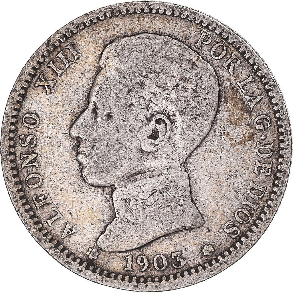 Coin, Spain, Alfonso XIII, Peseta, 1903, Madrid, VF(30-35), Silver, KM:721
