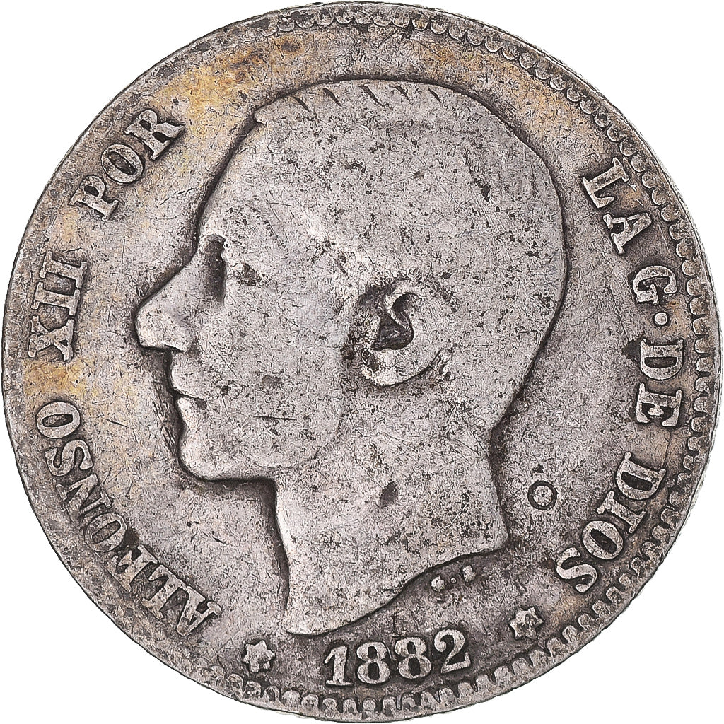 Coin, Spain, Alfonso XII, Peseta, 1882, Madrid, VF(30-35), Silver, KM:686