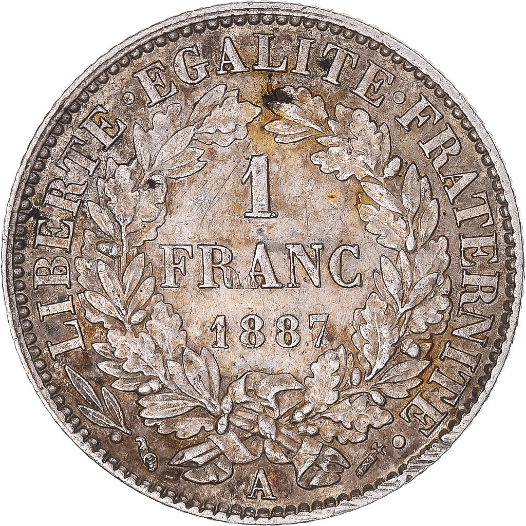 Coin, France, Cérès, Franc, 1887, Paris, EF(40-45), Silver, KM:822.1
