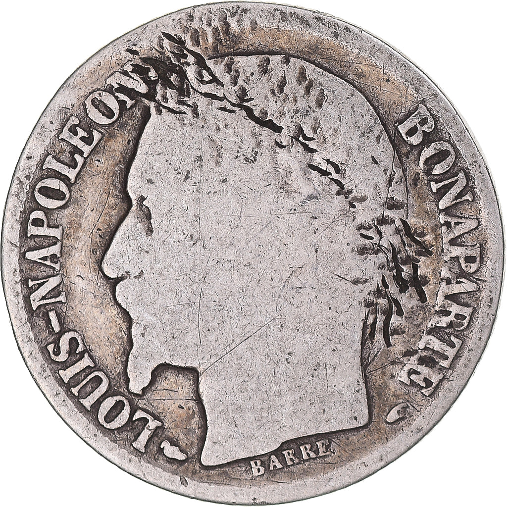 France, Napoleon III, Napoléon III, Franc, 1852, Paris, F(12-15), Silver