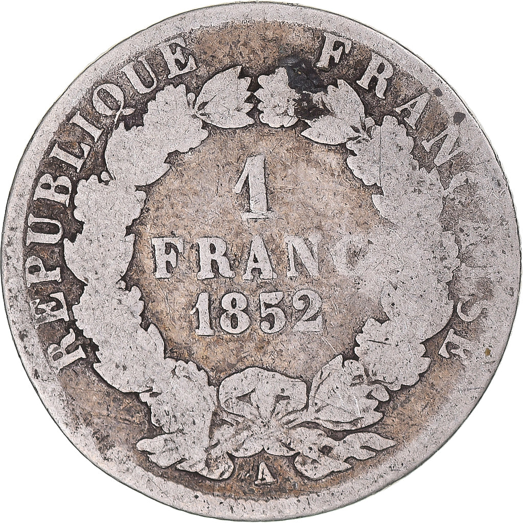 France, Napoleon III, Napoléon III, Franc, 1852, Paris, F(12-15), Silver