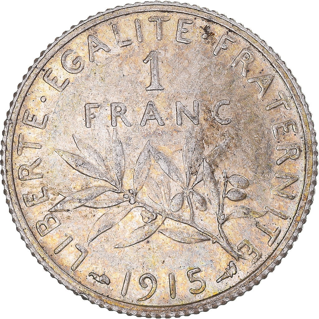 Moneta, Francja, Semeuse, Franc, 1915, Paris, MS(60-62), Srebro, KM:844.1