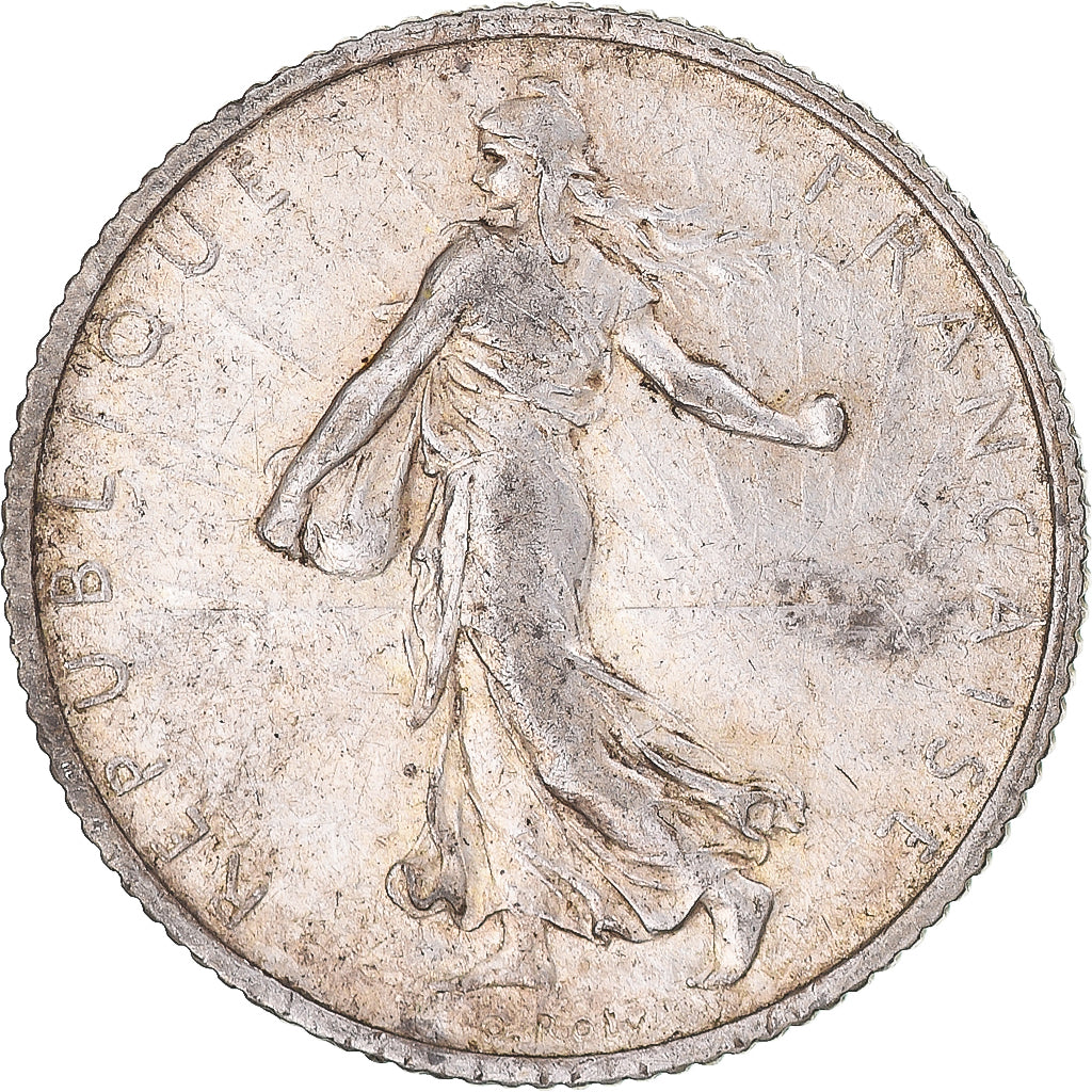 Moneta, Francia, Semeuse, Franc, 1909, Paris, MB+, Argento, KM:844.1