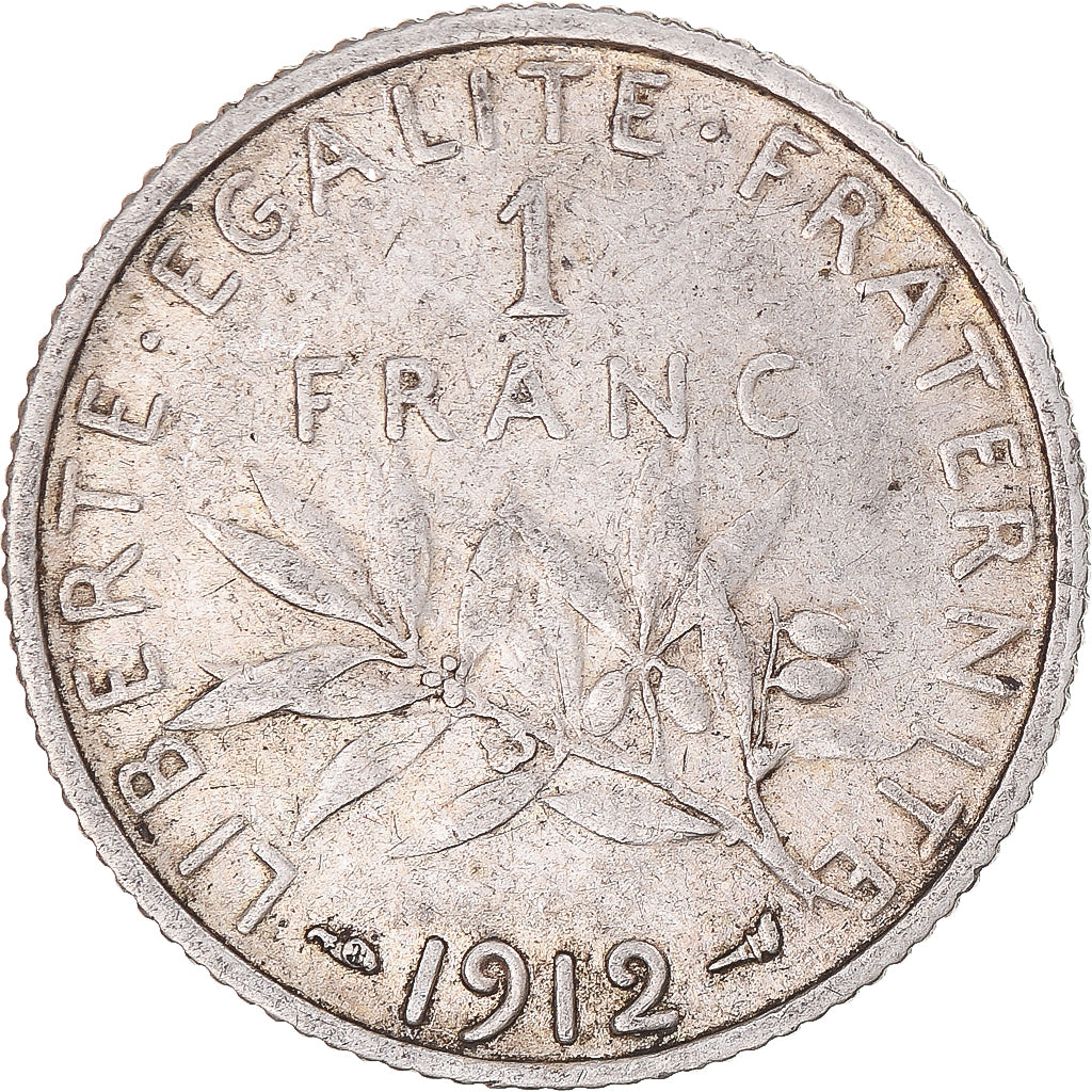 Coin, France, Semeuse, Franc, 1912, VF(30-35), Silver, Gadoury:467