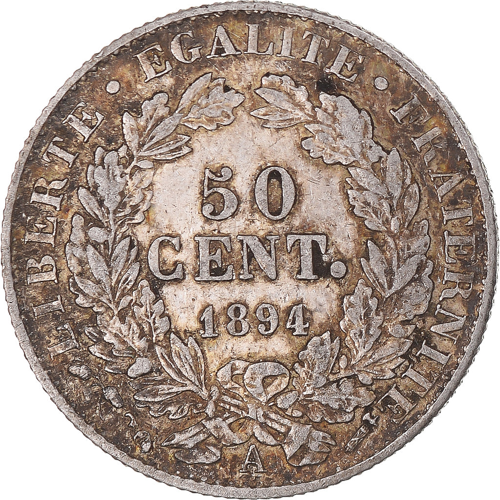 Coin, France, Cérès, 50 Centimes, 1894, Paris, AU(50-53), Silver, KM:834.1
