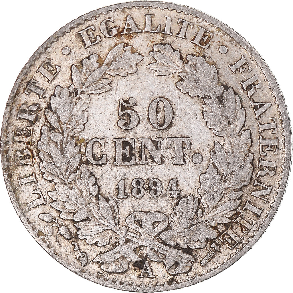 Münze, Frankreich, Cérès, 50 Centimes, 1894, Paris, SS+, Silber, KM:834.1