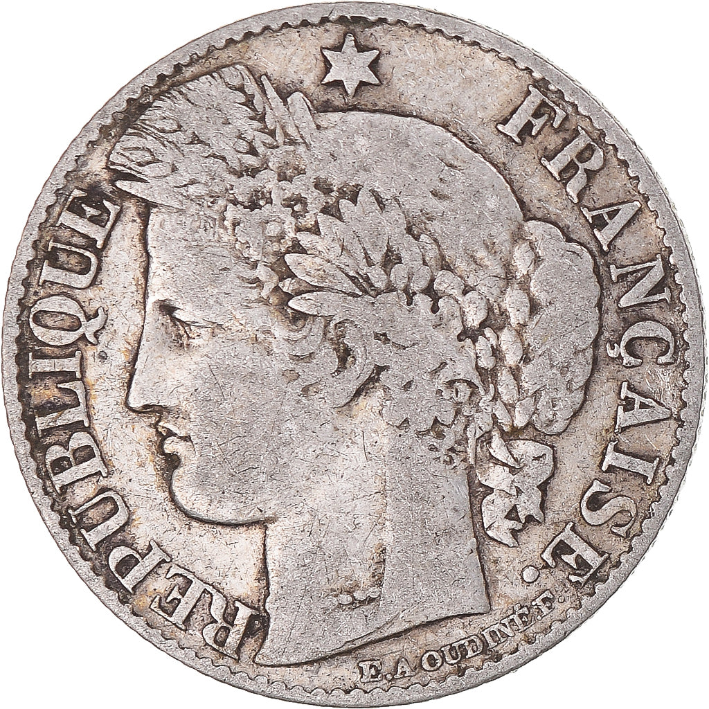 Moeda, França, Cérès, 50 Centimes, 1881, Paris, VF(30-35), Prata, KM:834.1