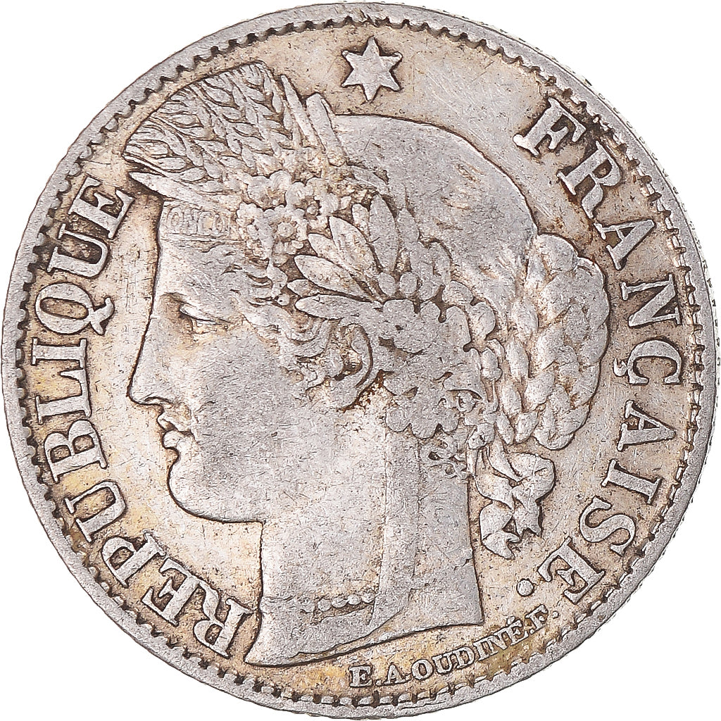Moneta, Francja, Cérès, 50 Centimes, 1871, Paris, VF(30-35), Srebro, KM:834.1