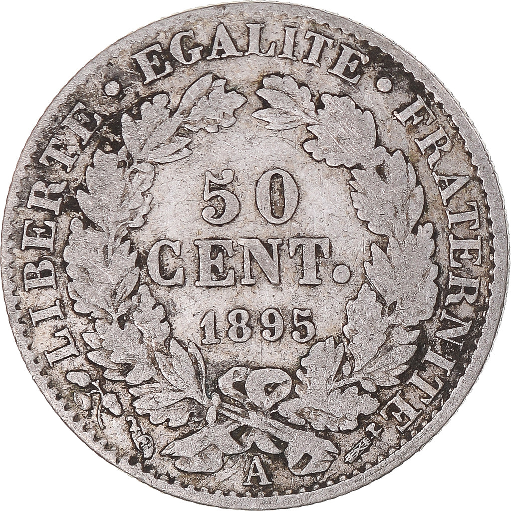 Moneta, Francja, Cérès, 50 Centimes, 1895, Paris, VF(30-35), Srebro, KM:834.1