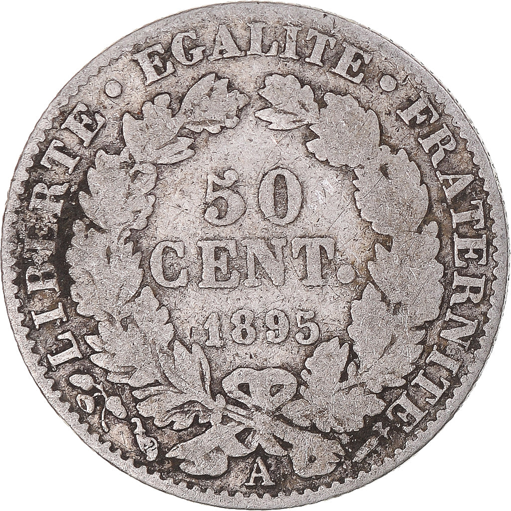 Moneta, Francja, Cérès, 50 Centimes, 1895, Paris, VF(20-25), Srebro, KM:834.1