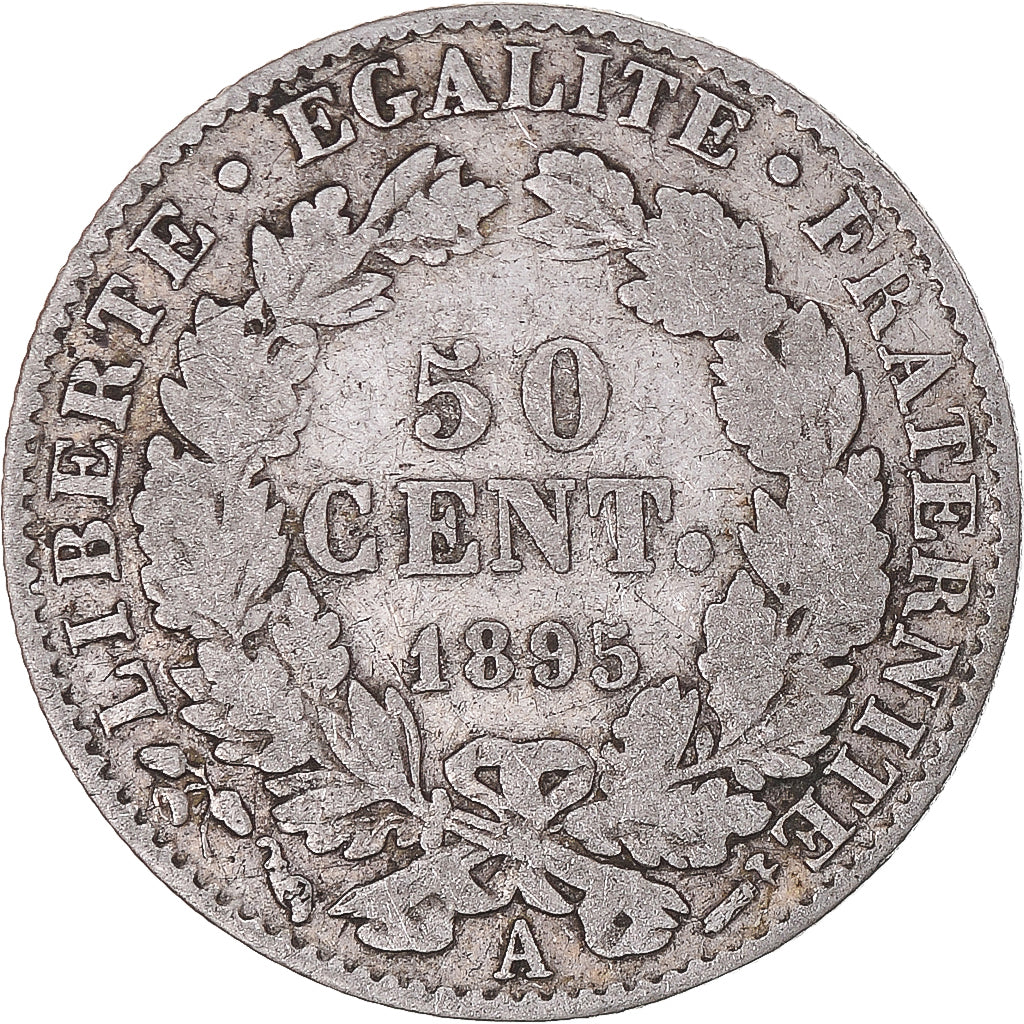 Moneta, Francja, Cérès, 50 Centimes, 1895, Paris, VF(30-35), Srebro, KM:834.1