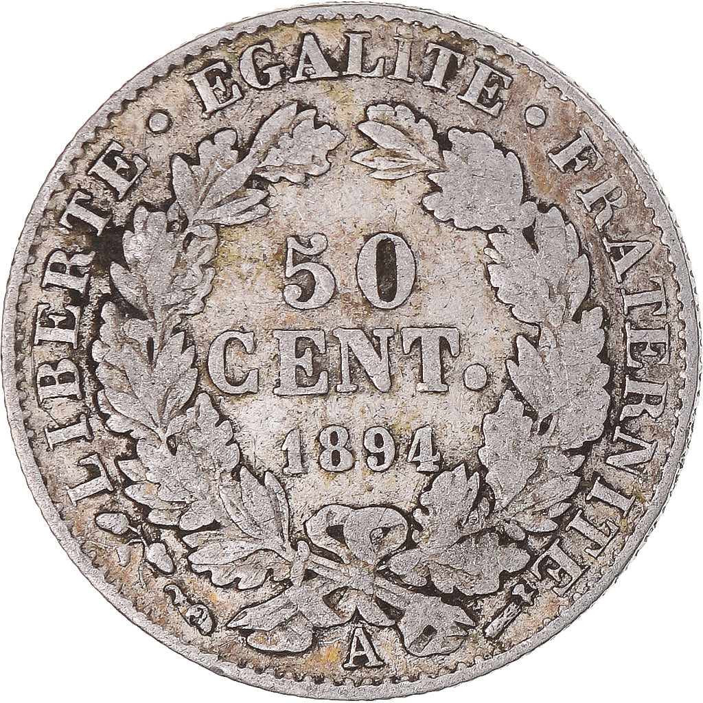 Münze, Frankreich, Cérès, 50 Centimes, 1894, Paris, S+, Silber, KM:834.1