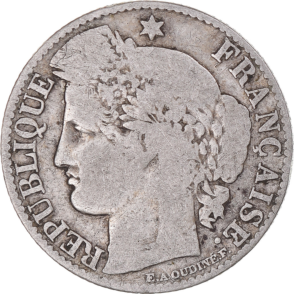 Moneta, Francia, Cérès, 50 Centimes, 1872, Bordeaux, MB, Argento, KM:834.2