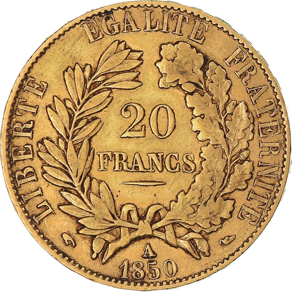 France, Cérès, 20 Francs, 1850, Paris, EF(40-45), Gold, KM:762, Gadoury:1059