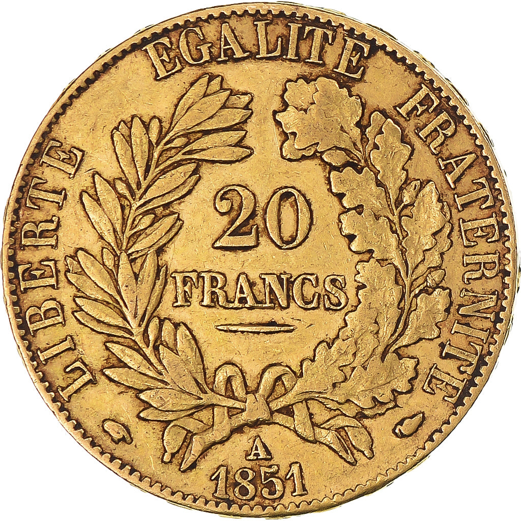 Monnaie, France, Cérès, 20 Francs, 1851, Paris, TTB+, Or, Gadoury:1059, KM:762