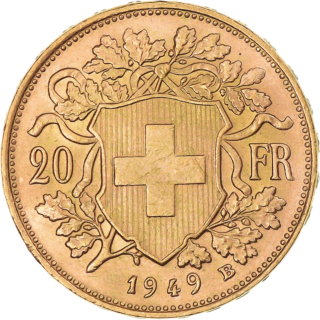 Moneda, Suiza, 20 Francs, 1949, Bern, EBC+, Oro, KM:35.2