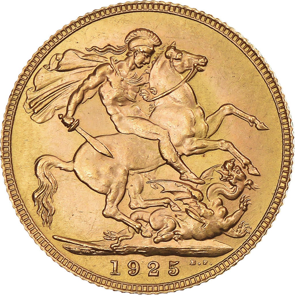 Coin, Great Britain, George V, Sovereign, 1925, AU(55-58), Gold, KM:820
