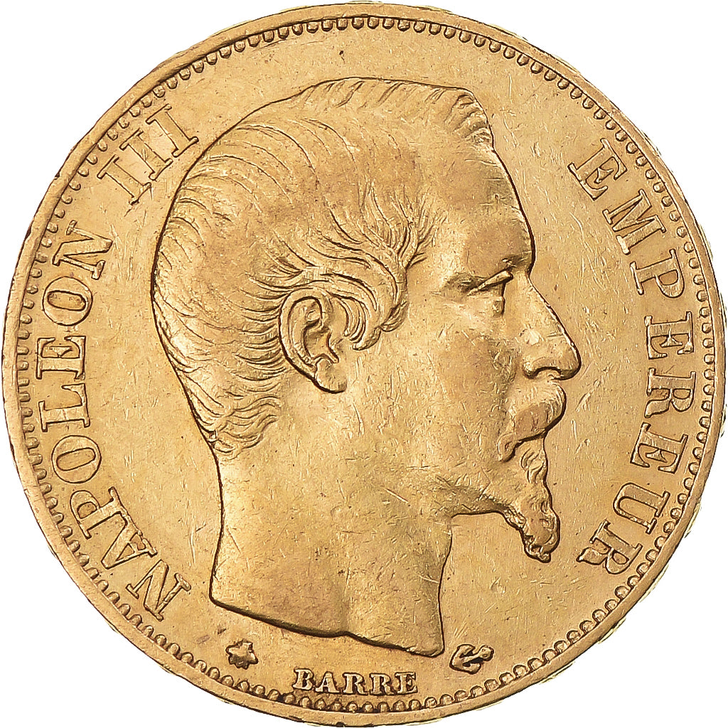 France, Napoleon III, 20 Francs, 1858, Strasbourg, EF(40-45), Gold, KM:781.2