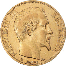 France, Napoleon III, 20 Francs, 1858, Strasbourg, EF(40-45), Gold, KM:781.2