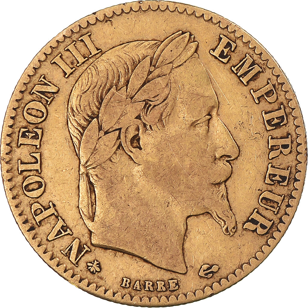 Moeda, França, Napoleon III, 10 Francs, 1864, Paris, VF(30-35), Dourado