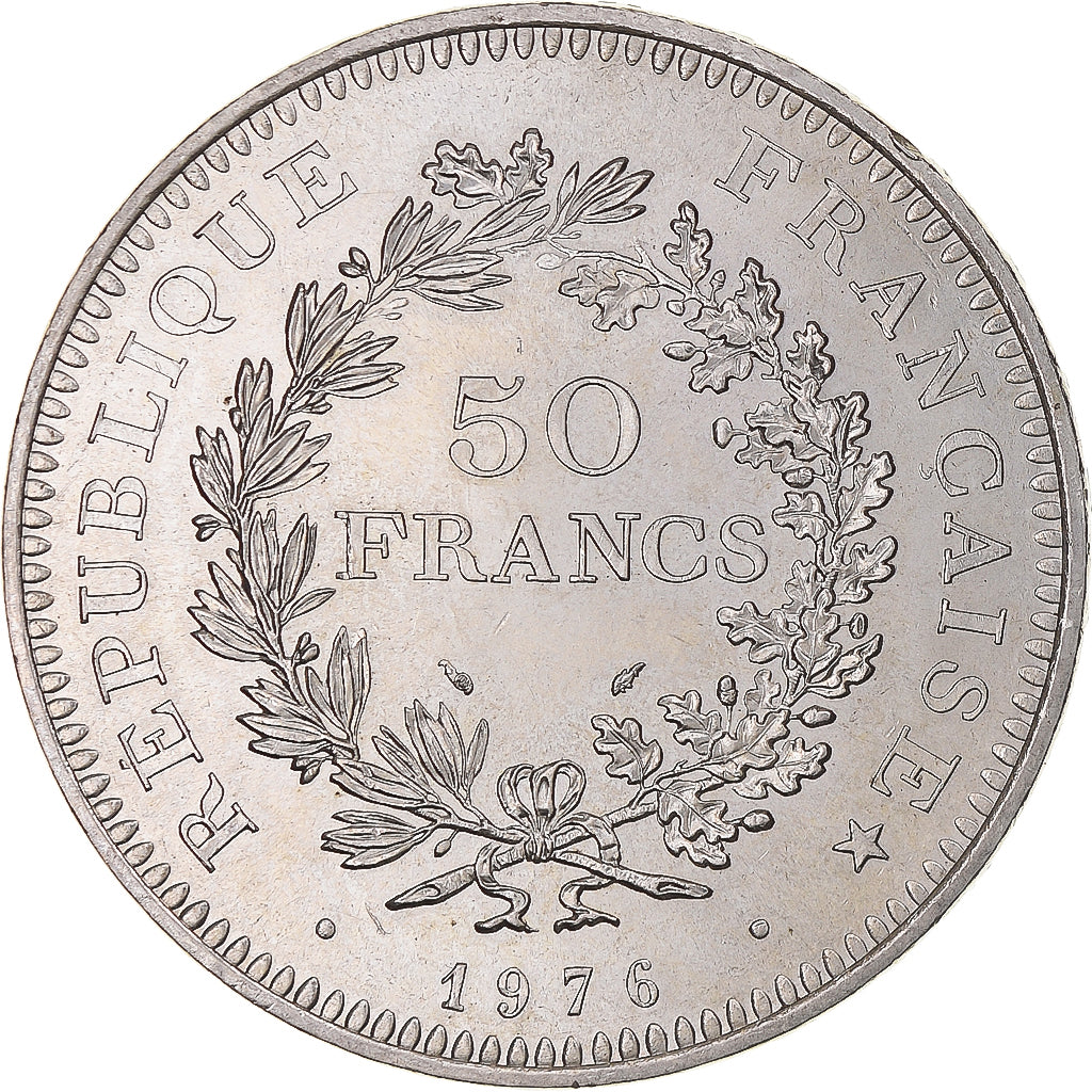 Münze, Frankreich, Hercule, 50 Francs, 1976, Paris, VZ+, Silber, KM:941.1