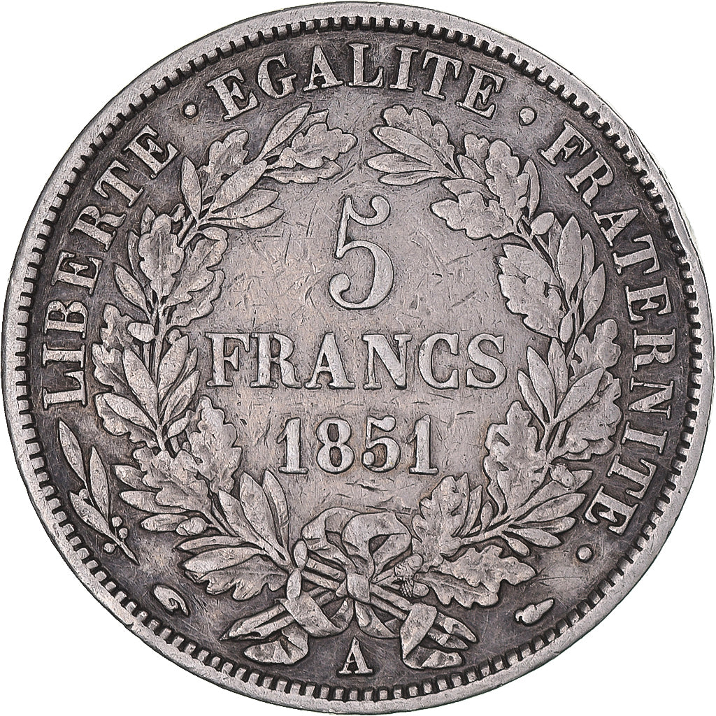 Coin, France, Cérès, 5 Francs, 1851, Paris, VF(30-35), Silver, KM:761.1