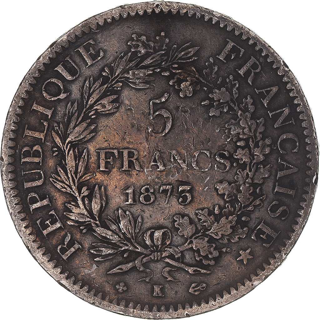 Coin, France, Hercule, 5 Francs, 1873, Bordeaux, VF(30-35), Silver, KM:820.2